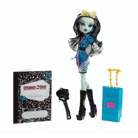 Travel Scaris Frankie Stein Doll, gift Discontinued New Rev HairRaising Frankie BrandBoo Electrified Scaremester Calaveras Reef DeMew Students Dolls Deluxe Child.., By Monster High