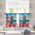 thumbnail image 2 of Red Blue Flag Sheer Curtains 54 Inches Length 2 Panels Set, Window Sheer Curtains for Living Room/Bedroom, Spring Floral Coastal Ocean Botanical Light Filtering Rod Pocket Curtain 52'' x 54'' x 2, 2 of 7
