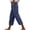 Navy, variant on WEIee Womens Capris Casual Summer Pocket Cropped Pants with Drawstring Solid Color Straight Leg Versatile Trousers Loose Fit Holiday Ladies Pants Green L