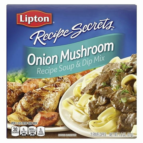2 pack SOUP SECRETS Lipton Recipe Soup and Dip Mix For a Delicious Meal Onion Mushroom Great With Your Favorite Recipes, Dip or Soup Mix 1.8 oz