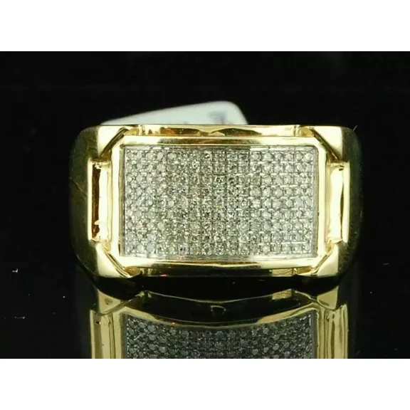 3Ct Round Cut Simulated Diamond Cluster Men's Anniversary Band Ring 14k Yellow Gold Plated 925 Sterling Silver