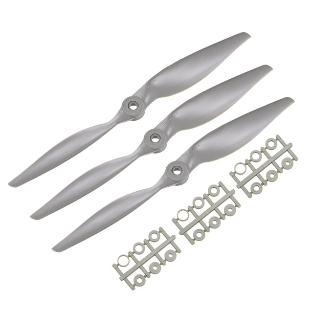 Hélices RC CW 10x7 Pulgadas 2-Palas para Avión Nylon Gris 3Pcs con Anillos Adaptadores