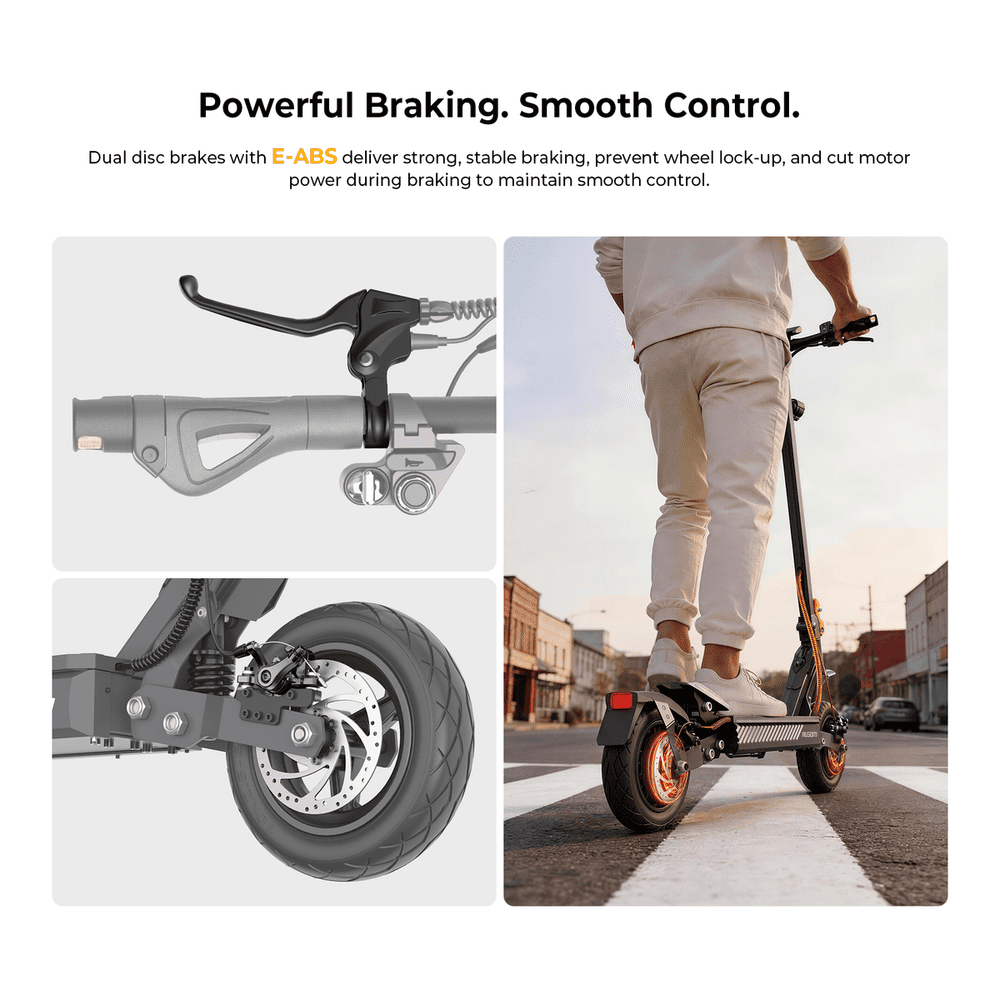 Ausom Gosoul 2 Foldable Electric Scooter for Adults, 800W Motor, Max 28MPH, 44Miles Long Range, 26Nm, City e-Scooter with 10''Tubeless Tire, UL 2271, Dark Gray