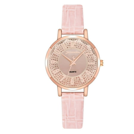 EQWLJWE Juxiaosho Ladies Fashion Watch Clock Watch Leather Casual Dress Wrist Crystal Women s Watches Holiday Clearance