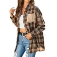 thumbnail image 5 of SAYOO Women Plaid Jacket, Long Sleeve Turn-down Collar Button Closure Casual Tops Outwear, 5 of 7