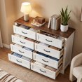 thumbnail image 5 of 8 Drawers Dresser, Gizoon Wooden Large Storage Cabinet with Metal Handle, White Dresser for Bedroom with Rustic Top, 5 of 9