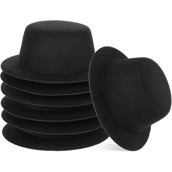 Yoqb 6 PCS 5.1" W Black Mini formal hats Doll Top Hat for Crafts, Miniature Hats for DIY Crafts Hair Accessories decorate Christmas Party Snowman Doll Craft DecorA108