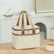 thumbnail image 5 of Bolsa de Picnic Aislada de Tela Oxford con Forro de Aluminio, Tote Impermeable y Antifugas para Almuerzo, Bolso de Mano Beige de Gran Capacidad 24x16x16cm, 5 of 8