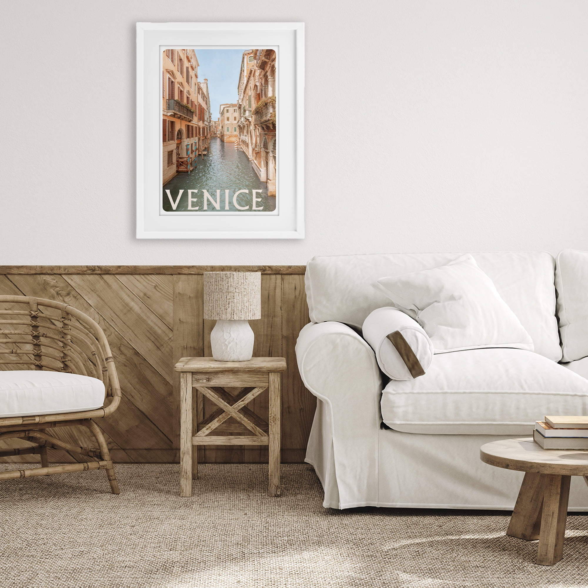 Stupell Industries Venice Canal Waterway White Framed Print Under Glass, design by Erin Marie