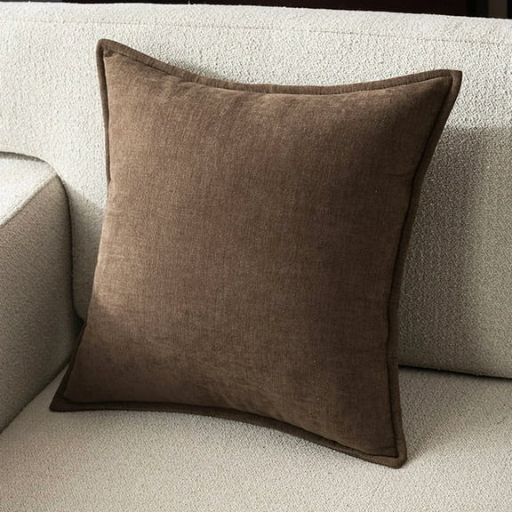 XmhyTop 1 Pack Small Square Throw Pillow, 45*45CM Dark Brown Chenille Pillow with PP Cotton Filling, Fresh Accent to Brighten Home Decor