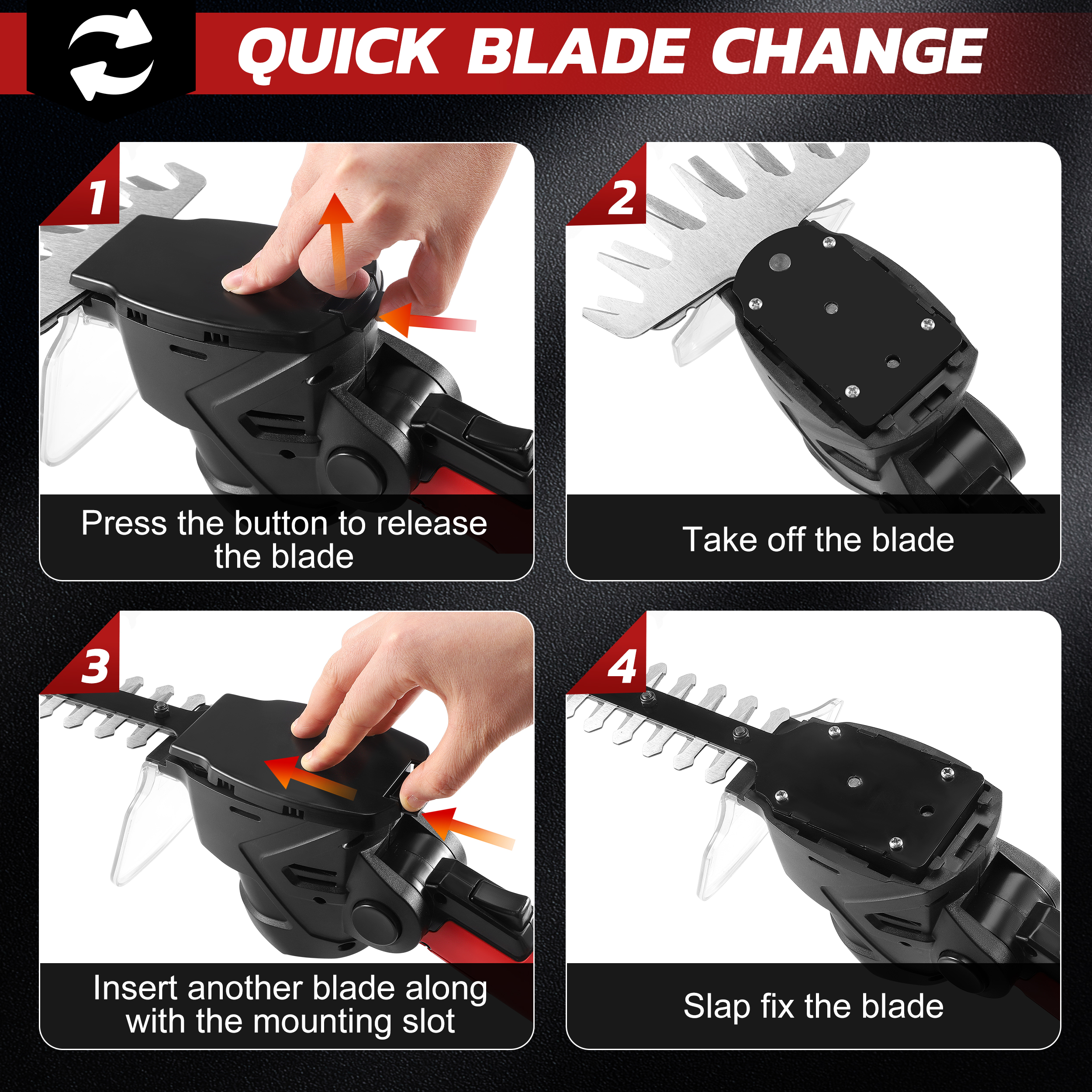 RELOIVE  4-in-1 Telescoping Pole Hedge Trimmer/Grass Shear/Shrub Trimmer/Grass Trimmer with 2.0 Ah Battery,12V (Red)