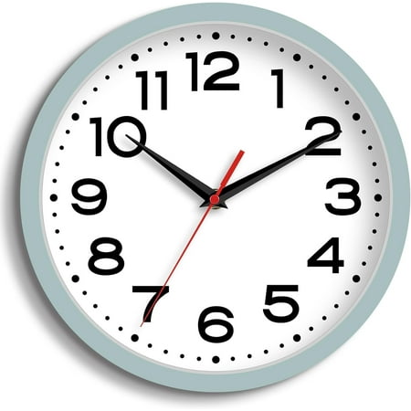Wall Clock Silent Non-Ticking Modern Clock Battery Operated 12 Inch Small Classic Analog Decorative for Kitchen Bathroom Office Bedroom Home(Blue Gray)
