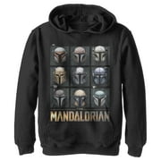 Boy's Star Wars: The Mandalorian Helmet Box Up Pull Over Hoodie Black Large