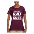 thumbnail image 2 of Wild Bobby I Won't Quit but I Will Cuss the Whole Time Gym/Workout Women Graphic Tee, Maroon, XX-Large, 2 of 5