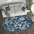thumbnail image 6 of Madison Traditional 5' x 7' Oval Dark Blue Polypropylene Indoor Area Rug, 6 of 7