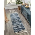 thumbnail image 3 of Unique Loom Serenity Shag Collection Area Rug - Castries (2' x 6' Runner Blue/Ivory), 3 of 11