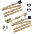 thumbnail image 1 of Chevy Bel Air 1955-1957 Standard 3 Point Tan Retractable Bench Seat Belt Kit with Bracketry - 3 Belts, 1 of 1