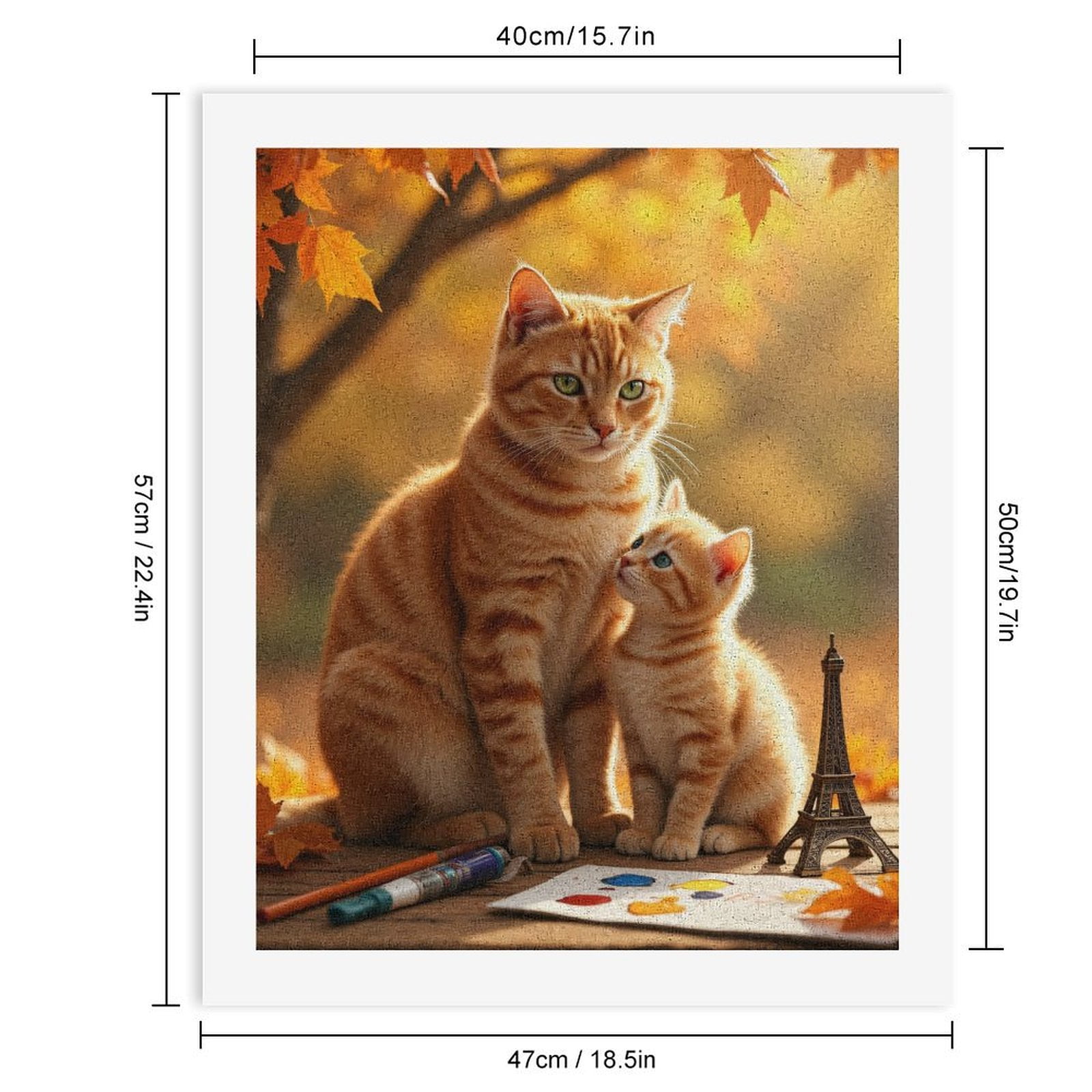 Paint By Numbers Kit for Adults Beginner - Cats Autumn Art Eiffel Tower DIY Canvas Painting Kits for Adults, Frameless Paint By Number for Adults for Home Wall Decor 16x20 Inch