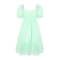 thumbnail image 2 of Women's Off Shoulder Puffy Sleeve Mini Dress Tulle Princess Dress Ruffle Mesh Wedding Evening Party Prom Mini Dress, 2 of 9