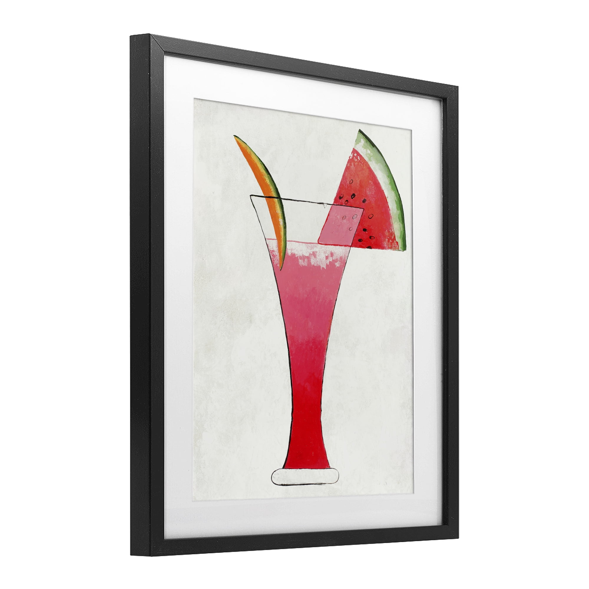 Stupell Industries Summer Cocktail Watermelon Slice Black Framed Print Under Glass, design by Lorenzo Collective