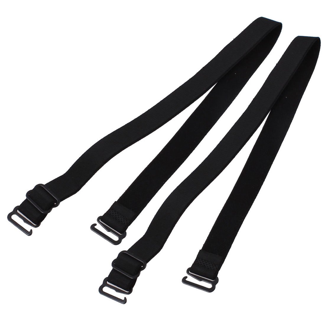 Elastic Fabric Metal Hook End Bra Straps Pair for Ladies Black