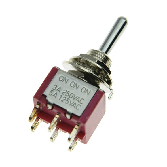 SALECOM 5pcs DPDT 6 Pin 3 Way ON/ON/ON Guitar Mini Toggle Switch Car/Boat Switches