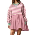 thumbnail image 2 of DailyTrove Women's Short Sleeve Striped Two-Piece Set, Crop Top & Skirt, Summer Casual & Trendy Wear, Modern Fit, 2 of 6