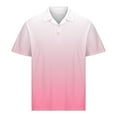 thumbnail image 4 of Vetsdori Collared T-Shirts for Men Fashion Pink Pull-On Gradient Print Button up Crewneck Short Sleeve Big and Tall Mens Shirts, 4 of 7