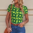 thumbnail image 6 of KLL Women 's Crew Neck Bodysuit Jumpsuits Tennis Balls Print Short onesies Stretch T Shirts, 6 of 7