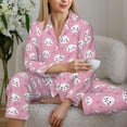 thumbnail image 6 of Yiaed Cute Cat Print Pajamas Women's Long Sleeve Sleepwear Soft Button Down Loungewear Pjs Lounge Set Nightwear Womens Pajama Pants-Medium, 6 of 7