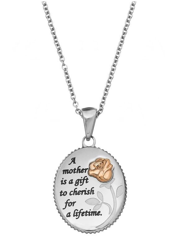 Connections from Hallmark Stainless Steel "A Mother Is A Gift To Treasure For A Lifetime" Pendant Necklace, 18"