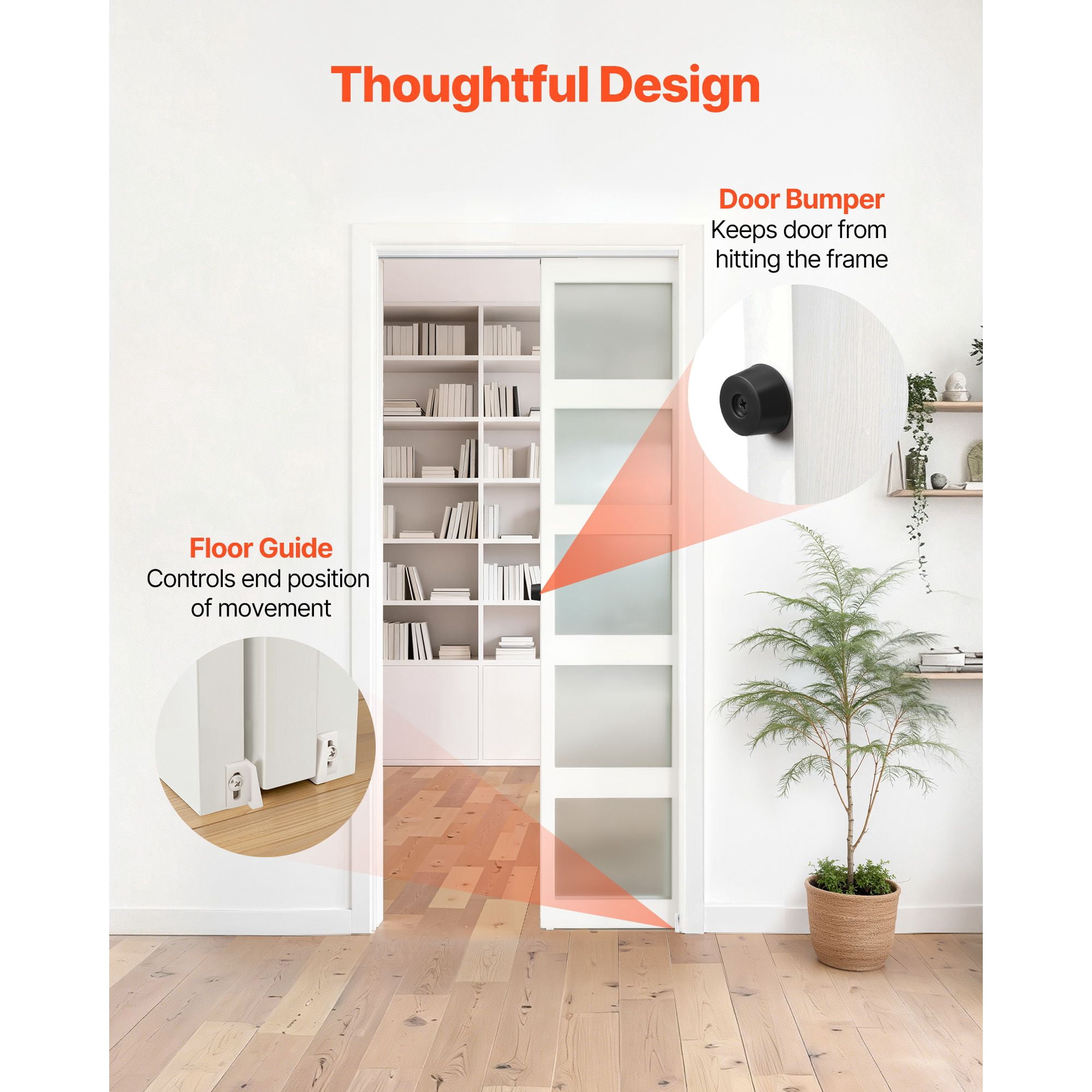 Pocket Door Track Kit 68.74 Inch Soft-Close Aluminum Alloy for 36 Inch Wide Doors Bedroom Closet