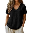 thumbnail image 2 of Women's Linen Short Sleeve Top Casual Loose Fit Blouse, 2 of 6