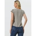 thumbnail image 4 of DARING DIVA Women's V Neck Casual Solid Cap Blouse Top M Dark Grey, 4 of 6