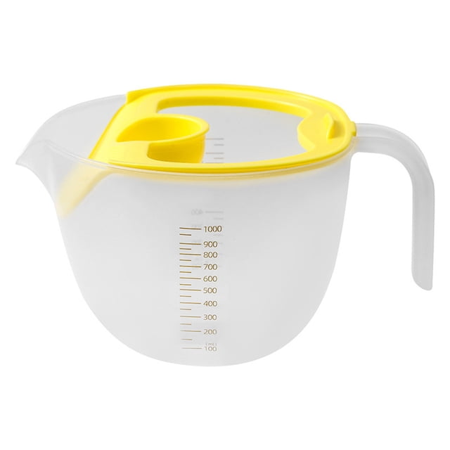 Less Than 5 Food Storage Filter Measuring Cup Baking Egg Bowl with Built In Filter Plate with Scale Food Large Capacity Heat Egg Liquid Mixing Cup Kitchen Gadget Accessories