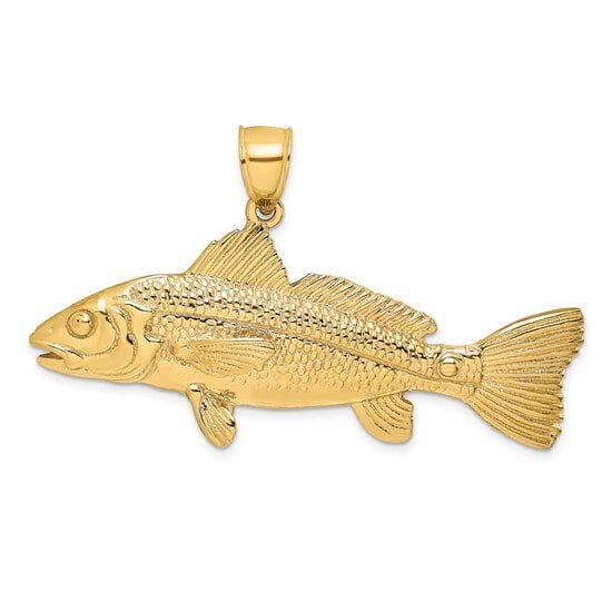 14k Yellow Gold 3-D Red Fish Pendant 