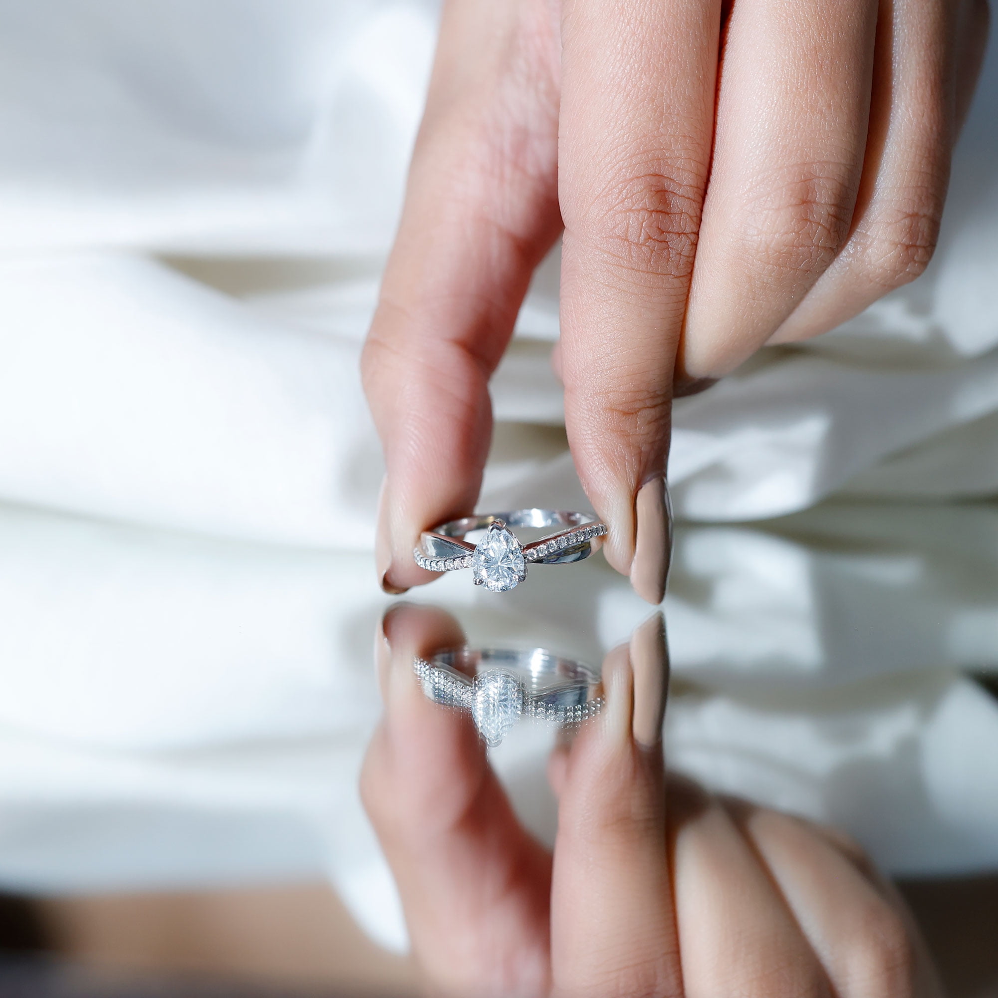 Rosec Jewels Pear Shaped Moissanite Solitaire Engagement Ring for Women (1.3 Carat, D-VS1 Quality) - Jewelry Box Included, 925 Sterling Silver, US 4.00