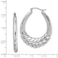 thumbnail image 2 of Sterling Silver Fancy Oval Hoop Earrings - 5.1 Grams - Measures 41x33mm Wide, 2 of 2