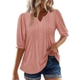 thumbnail image 2 of LADIGASU Women Sexy Short Sleeve Sequins Loose Polluer Solid V-Neck Blouse Shirt, 2 of 8