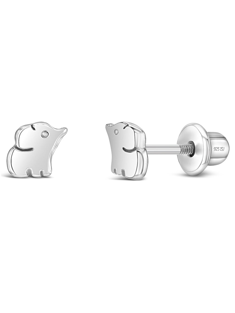 Baby Elephant 4mm Baby / Toddler / Kids Earrings Screw Back - Sterling Silver