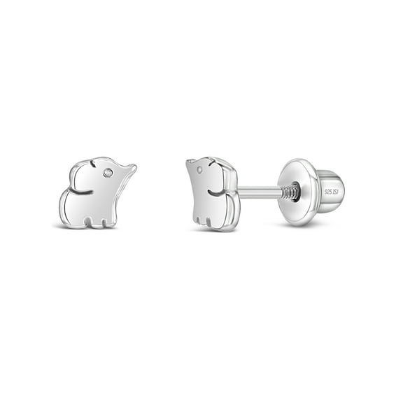 Baby Elephant 4mm Baby / Toddler / Kids Earrings Screw Back - Sterling Silver