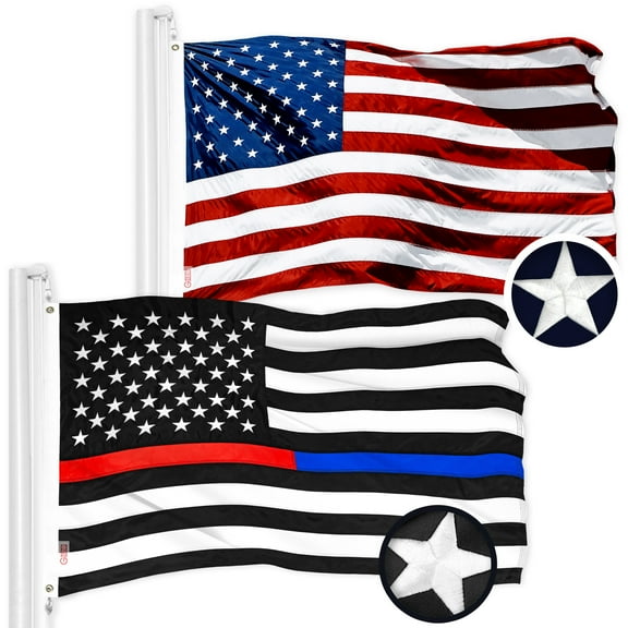 Wholesale LOT | G128 - USA American 3x5 ft Embroidered Flag & Thin Red/Blue Line 3x5 ft Embroidered Flag