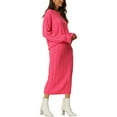 thumbnail image 4 of Unique Bargains Ensemble Décontracté Automne Hiver pour Femmes, Pull Col Rond Deux Pièces, Jupes Midi avec Poches, Rose Vif TG, 4 of 6