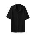 thumbnail image 3 of DYMADE Mens Summer Lace Turn-down Collar Single Breasted Short Sleeve Casual Shirts, 3 of 5