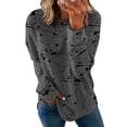 thumbnail image 1 of Fashnice Tee-Shirt Femme Col Rond T-shirt Imprimé Graffiti T-shirt Ample Automne Chandail Gris Foncé 4TG, 1 of 2