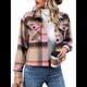 thumbnail image 2 of Chaqueta de Franela A Cuadros para Mujer, Larga, Solapa, Botones, Blusas Casuales, Abrigos Cortos Rosa L, 2 of 10
