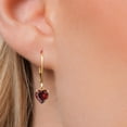 thumbnail image 3 of Gem Stone King 14K Yellow Gold Red Zirconia Earrings for Women | 1.48 Cttw | Gemstone Birthstone | Heart Shape 6MM, 3 of 6