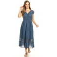 thumbnail image 1 of Robe Maxi pour Femme de Style Bohème Renaissance Paysanne, Manches Cap, Garniture en Dentelle, 1 of 1
