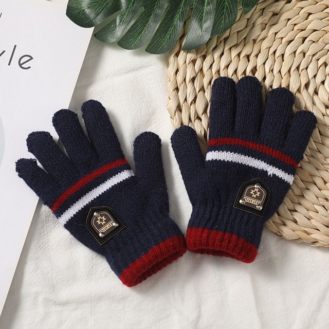 Guantes de invierno para niños con forro interior de doble capa, resistentes al frío y al calor, guantes de punto necesarios para viajar y jugar