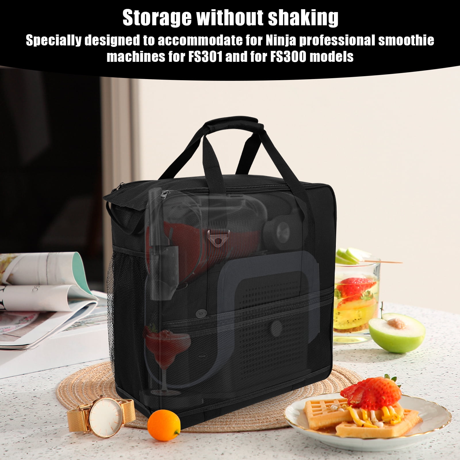 Machine Carrying Case Compatible with Ninja FS301 FS300 Portable Slushie Machine Travel Bag with Accessory Pocket Adjustable Shoulder Strap Front Opening Design